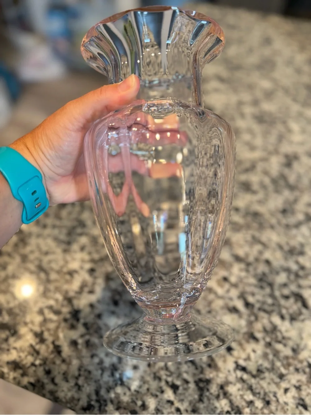 Vintage Tiffin Style Pink Ribbed glass vase